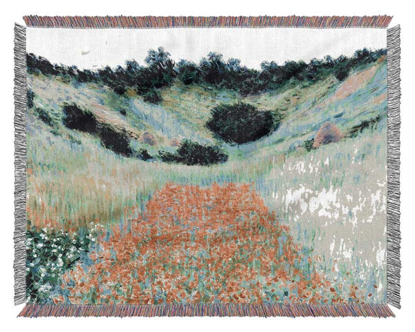 Monet Poppy Field Near Giverny Woven Blanket