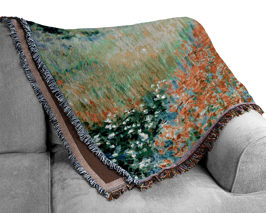 Monet Poppy Field Near Giverny Woven Blanket