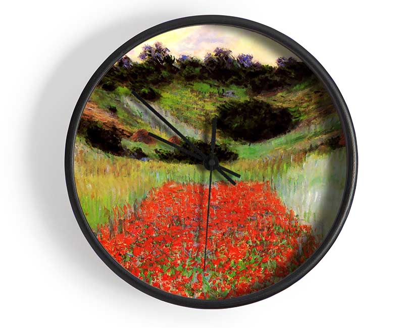 Monet Poppy Field Of Flowers In Giverny Clock - Wallart-Direct UK