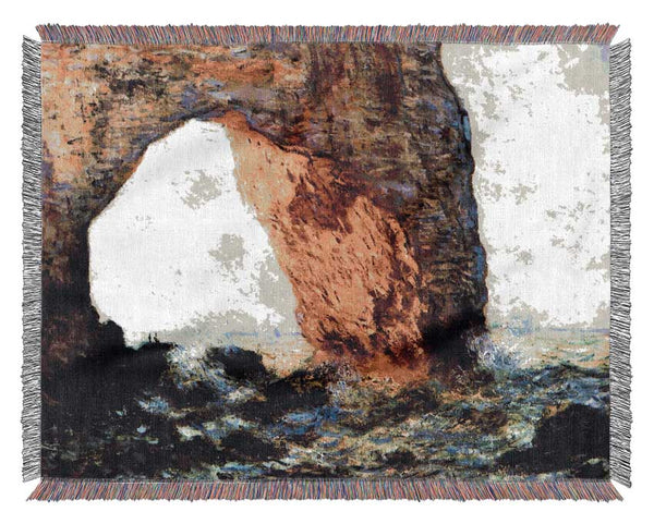 Monet The Cliff At Etretat Woven Blanket