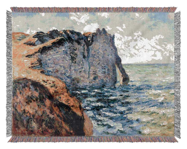 Monet The Cliff Of Aval At Etretat Woven Blanket