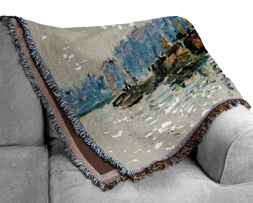 Monet View Of The Kromme Waal In Amsterdam Woven Blanket