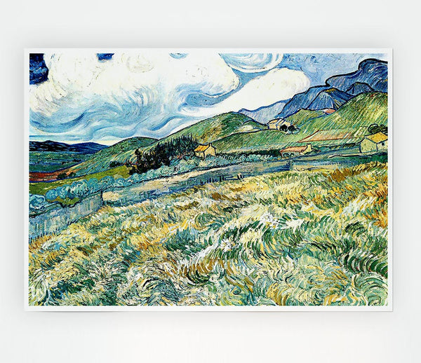 Van Gogh Mountain Landscape Behind The Hospital Saint Paul Print Poster Wall Art