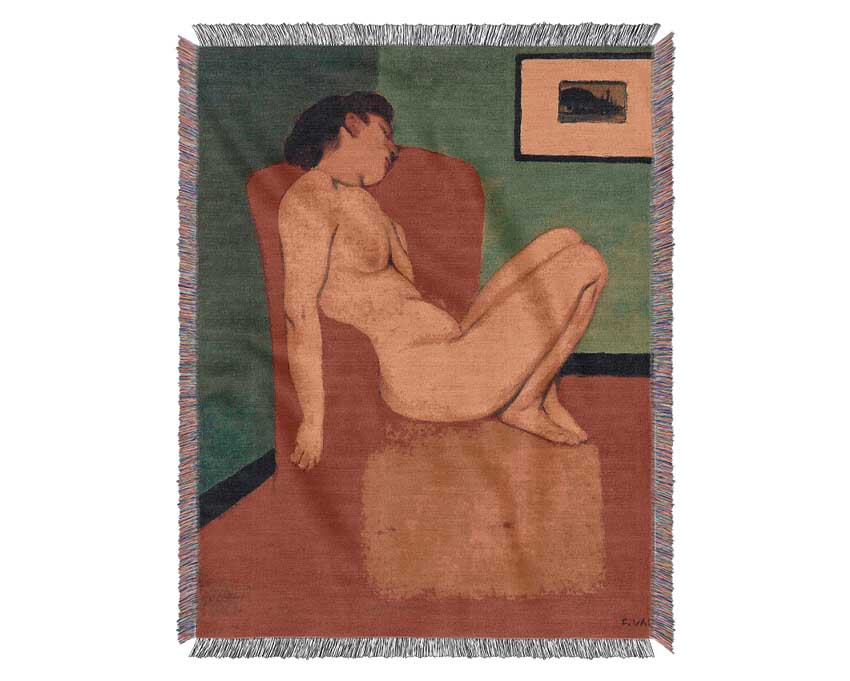 Felix Vallotton Nude In A Red Armchair Woven Blanket