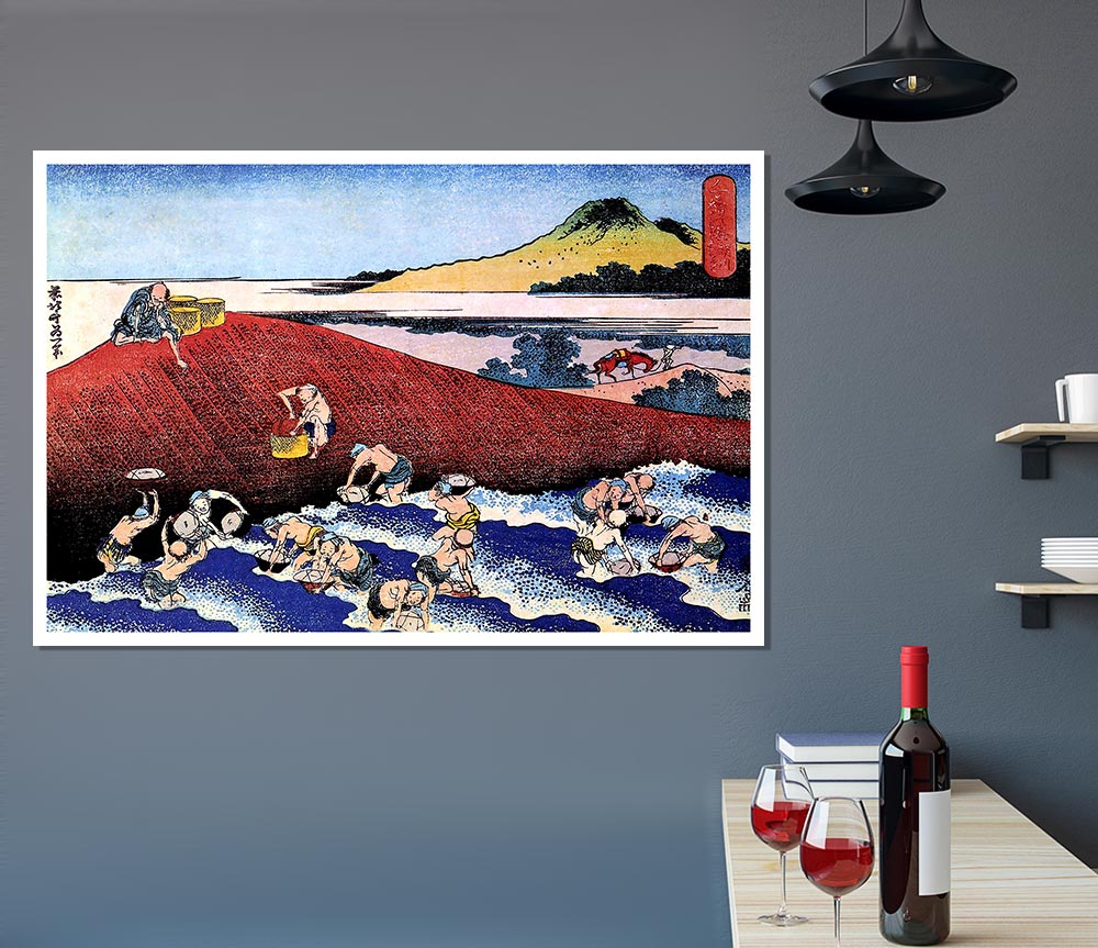 Hokusai Ocean Landscape With Fishermen Print Poster Wall Art