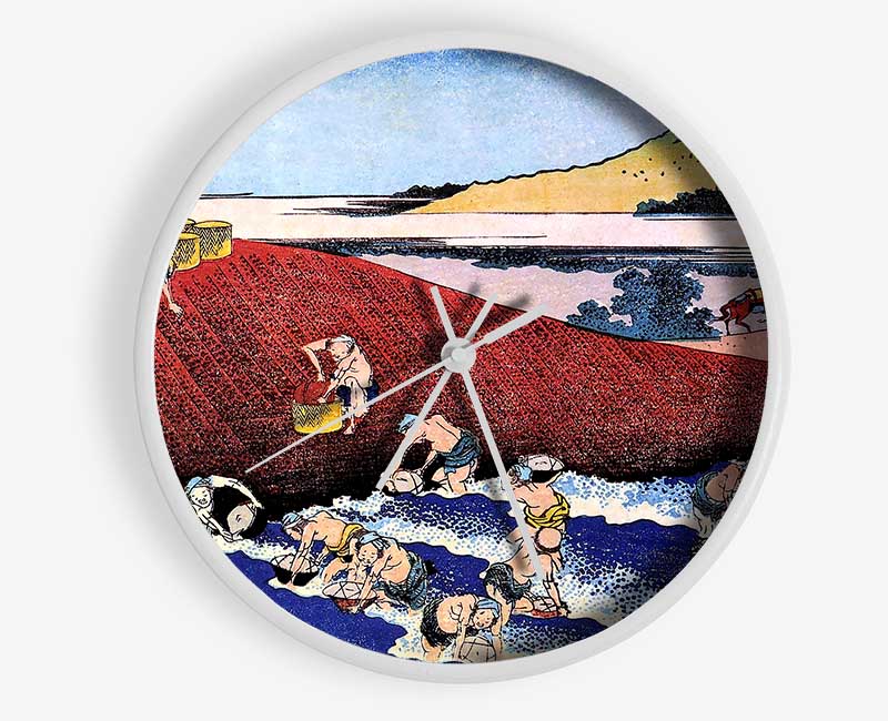 Hokusai Ocean Landscape With Fishermen Clock - Wallart-Direct UK