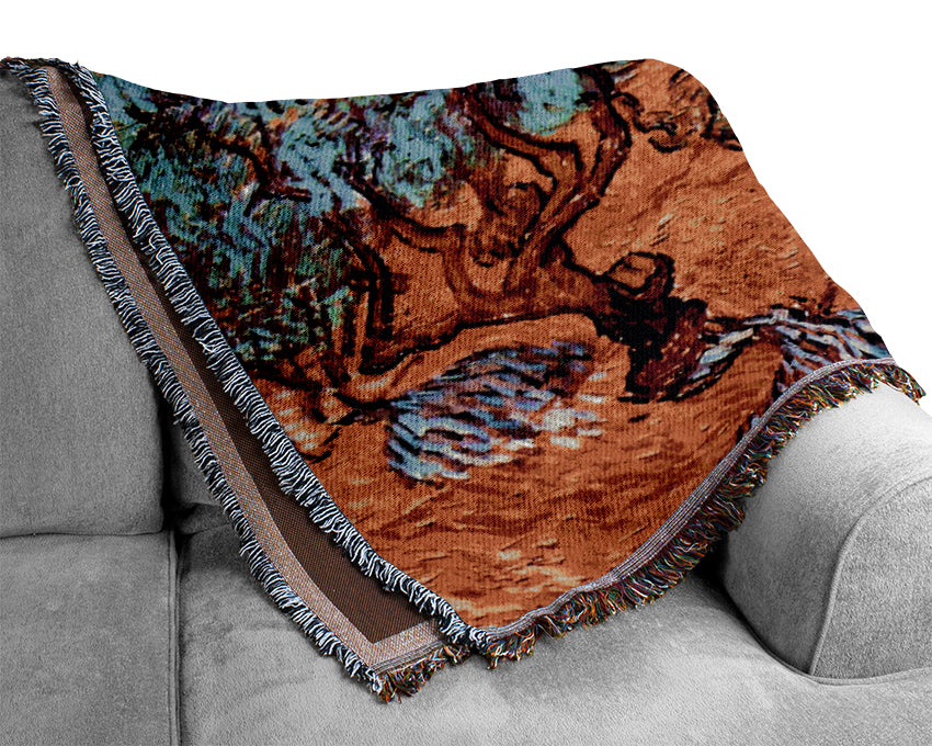 Van Gogh Olive Grove 1 Woven Blanket