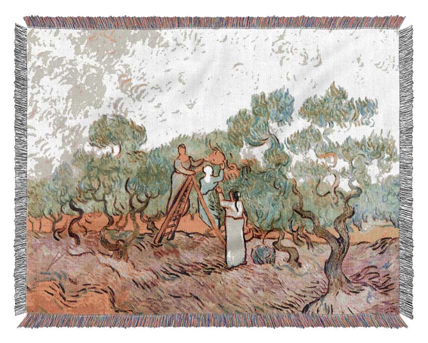 Van Gogh Olive Pickers Woven Blanket