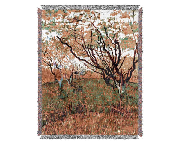 Van Gogh Orchard In Blossom Woven Blanket