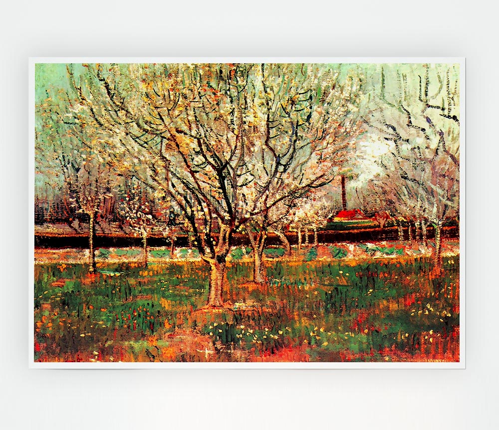 Van Gogh Orchard In Blossom Plum Trees Print Poster Wall Art