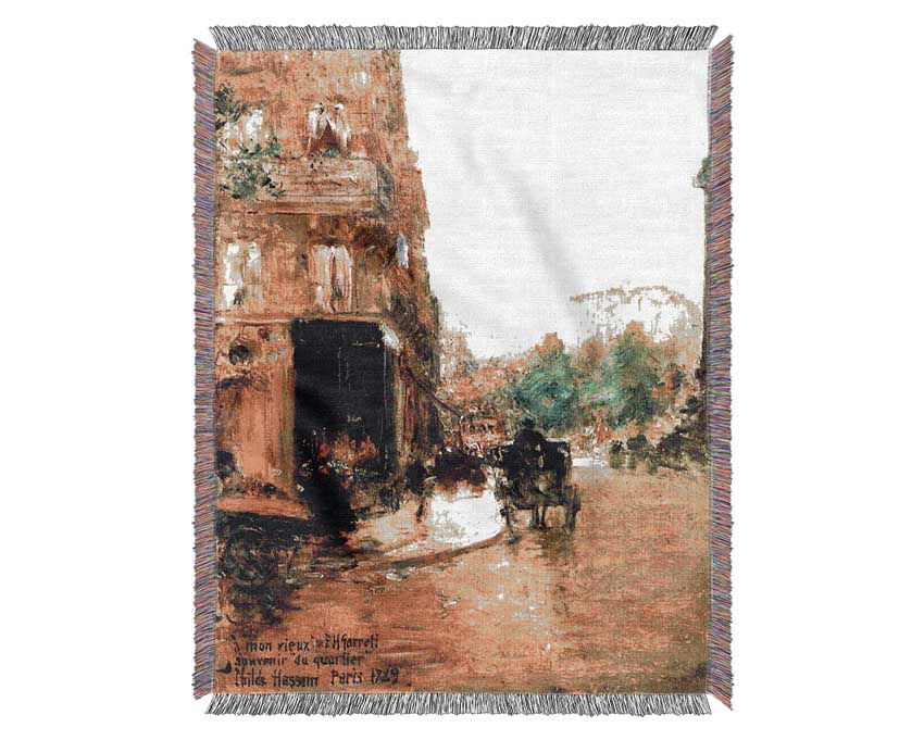 Hassam Parisian Street Scene 2 Woven Blanket