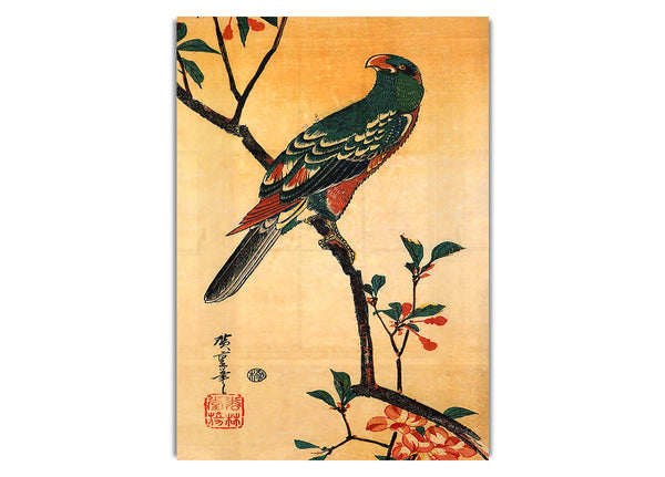 Parrot On A Blooming Branch By Hiroshige