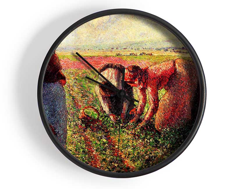 Pissarro Peas Growing In Eragny Clock - Wallart-Direct UK