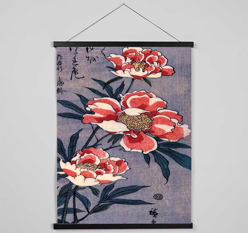 Hiroshige Peonies Hanging Poster - Wallart-Direct UK