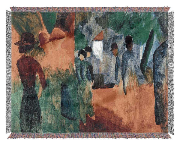 August Macke People In The Park Woven Blanket