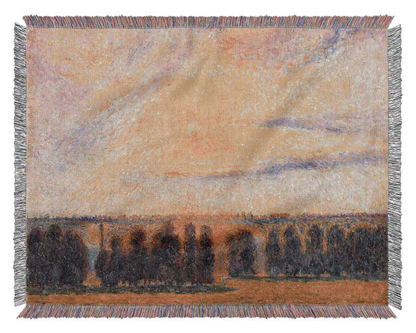 Pissarro Sunset At Eragny Woven Blanket