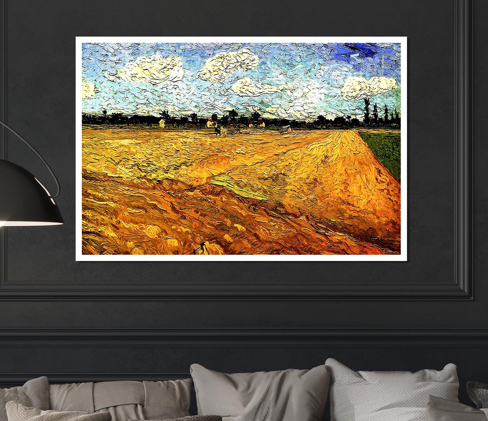 Van Gogh Ploughed Field Print Poster Wall Art