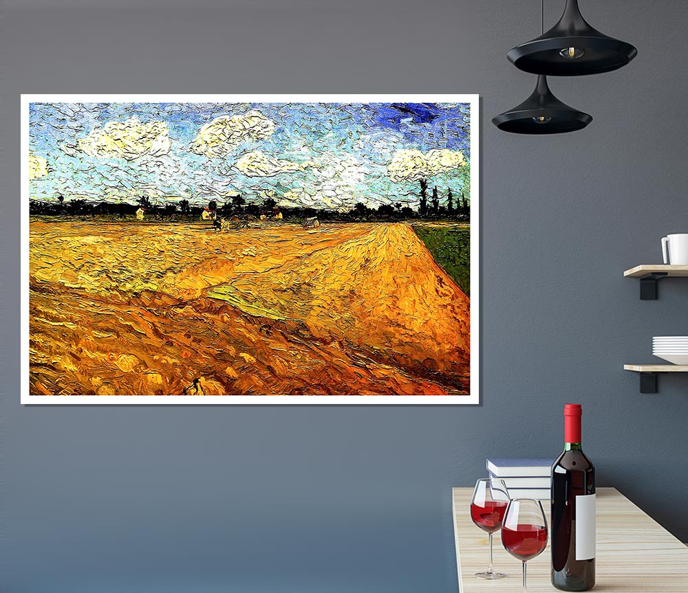 Van Gogh Ploughed Field Print Poster Wall Art