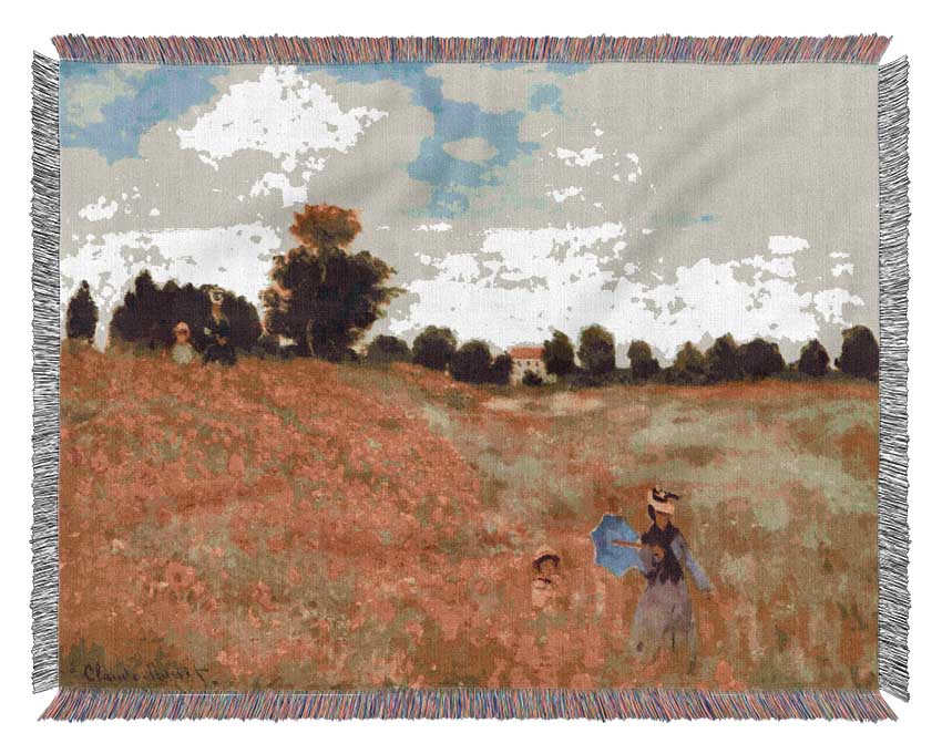 Monet Poppies Woven Blanket