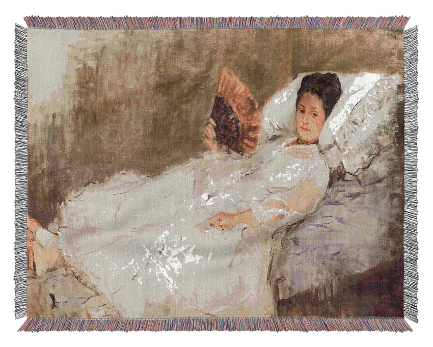 Morisot Portrait Of Madame Hubard Woven Blanket