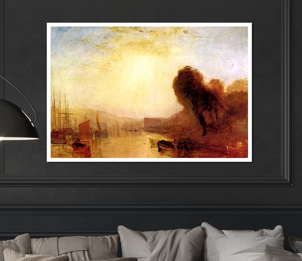 Joseph Mallord Turner Regatta At Cowes Castle Print Poster Wall Art