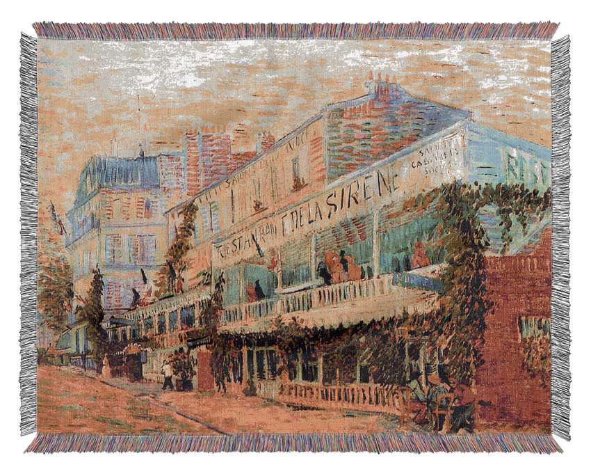 Van Gogh Restaurant De La Sirene At Asnieres Woven Blanket