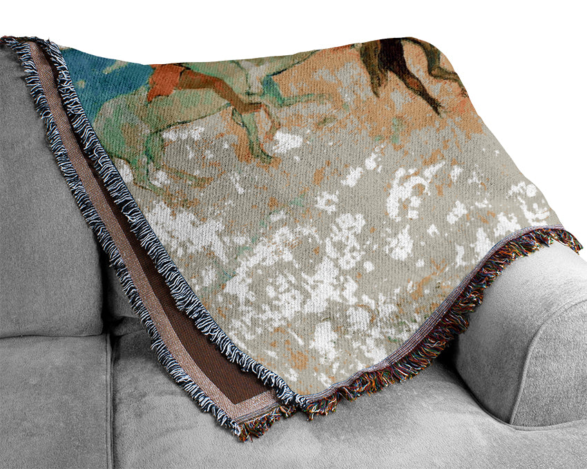 Gauguin Riding On The Beach 2 Woven Blanket