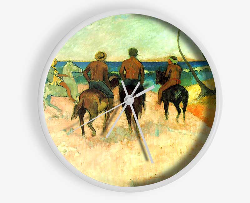 Gauguin Riding On The Beach 2 Clock - Wallart-Direct UK