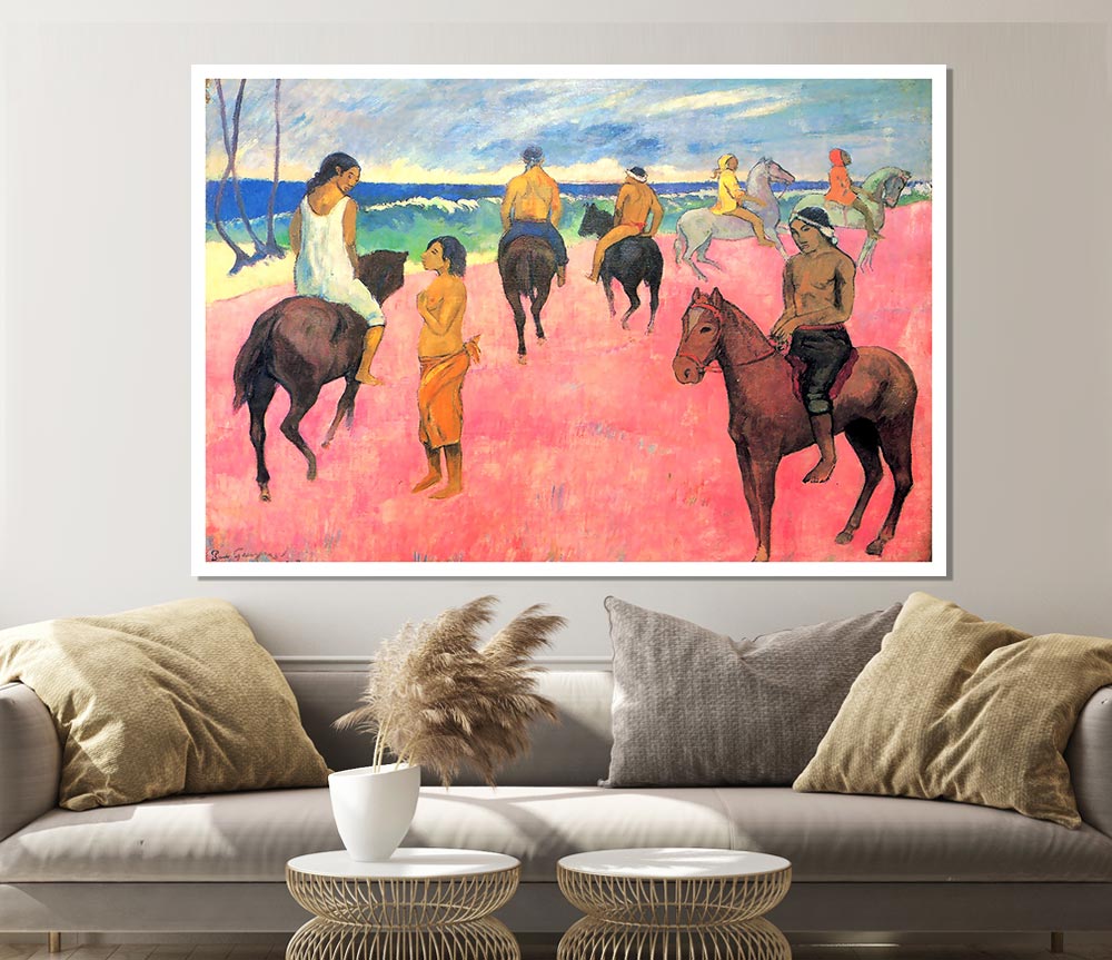 Gauguin Riding On The Beach Print Poster Wall Art