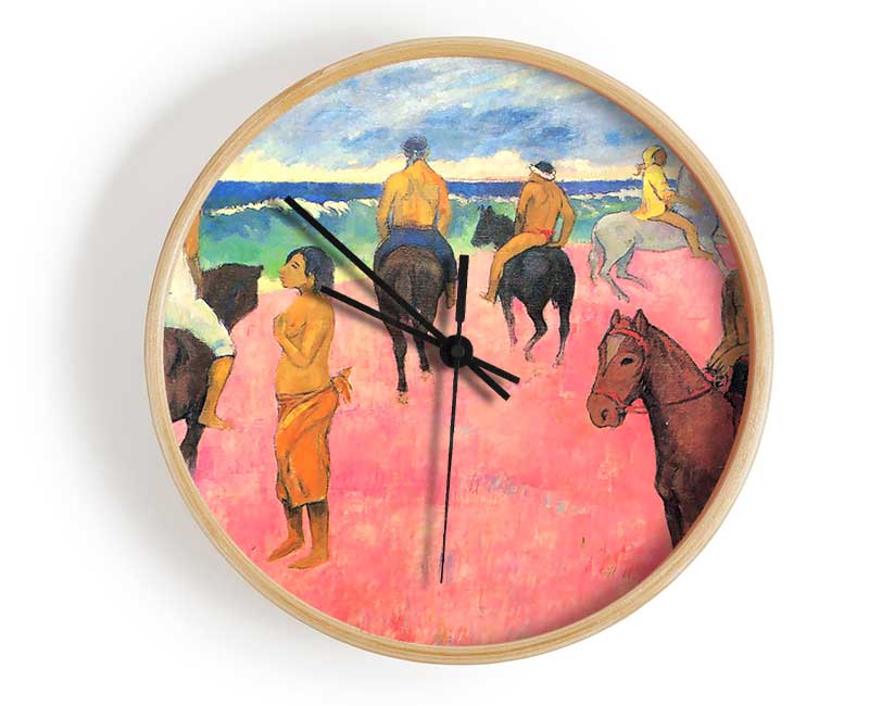 Gauguin Riding On The Beach Clock - Wallart-Direct UK