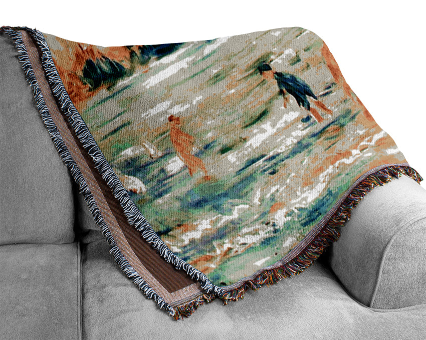 Renoir Rock Cliffs In Guernsey Woven Blanket