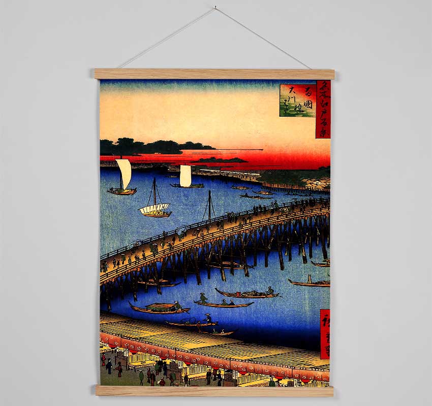 Hiroshige Ryogoku Bridge And The Great Riverbank Hanging Poster - Wallart-Direct UK