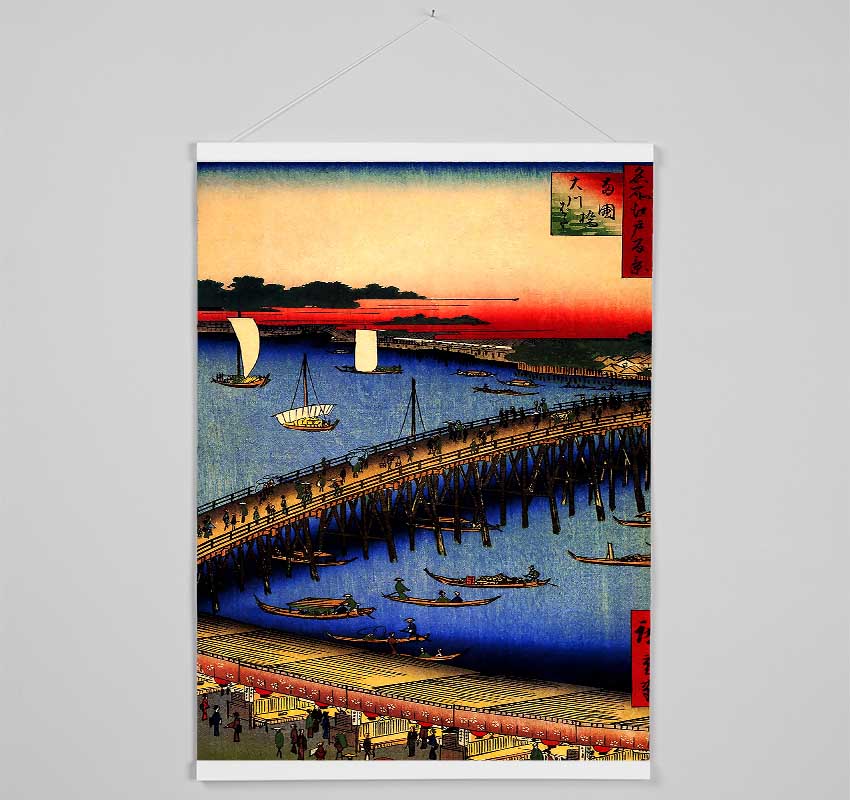 Hiroshige Ryogoku Bridge And The Great Riverbank Hanging Poster - Wallart-Direct UK