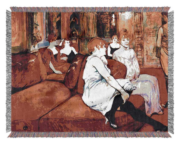 Toulouse Lautrec Salon In The Rue De Moulins Woven Blanket