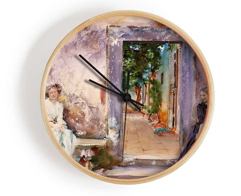 John Singer Sargent The Garden Wall Clock - Wallart-Direct UK