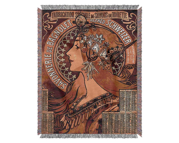 Alphonse Mucha Savonnerie De Bagnolet Woven Blanket