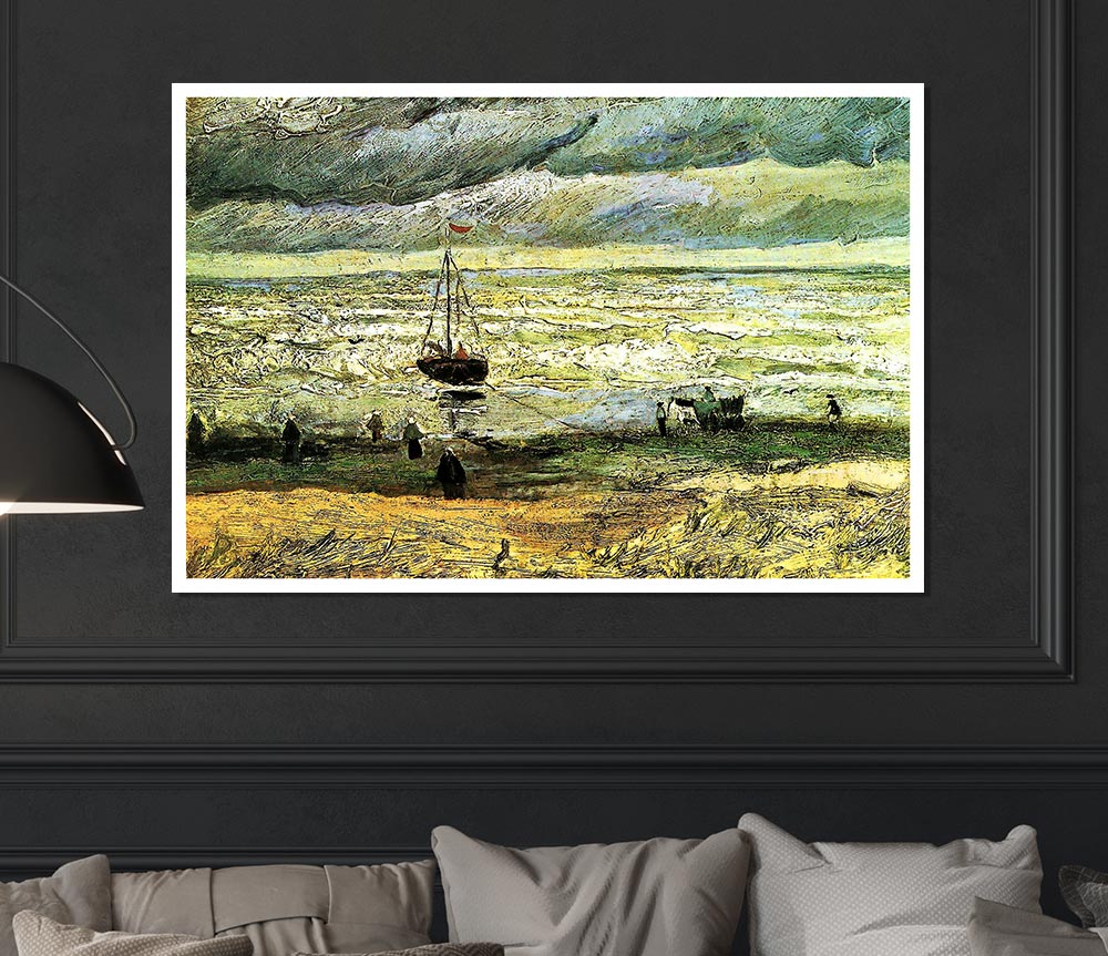 Van Gogh Scheveningen Beach In Stormy Weather Print Poster Wall Art