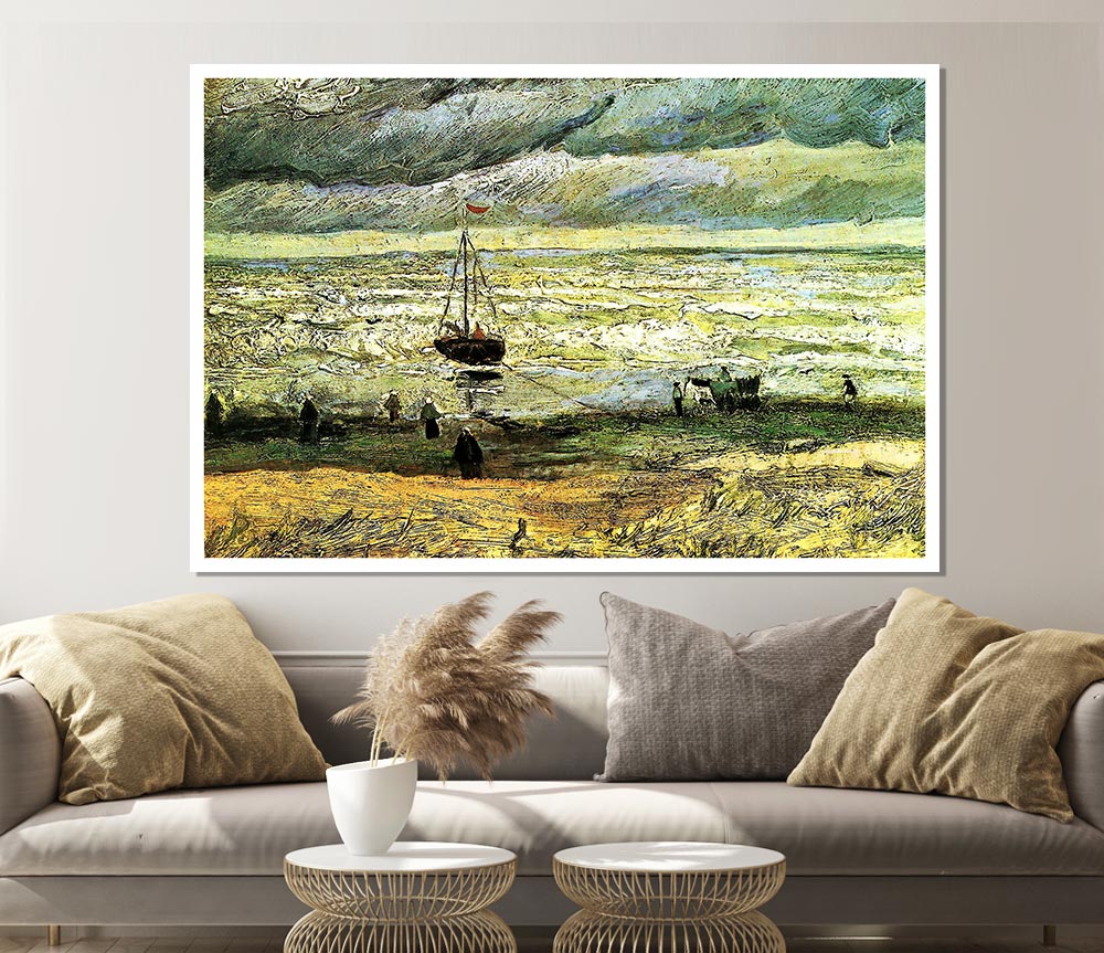 Van Gogh Scheveningen Beach In Stormy Weather Print Poster Wall Art