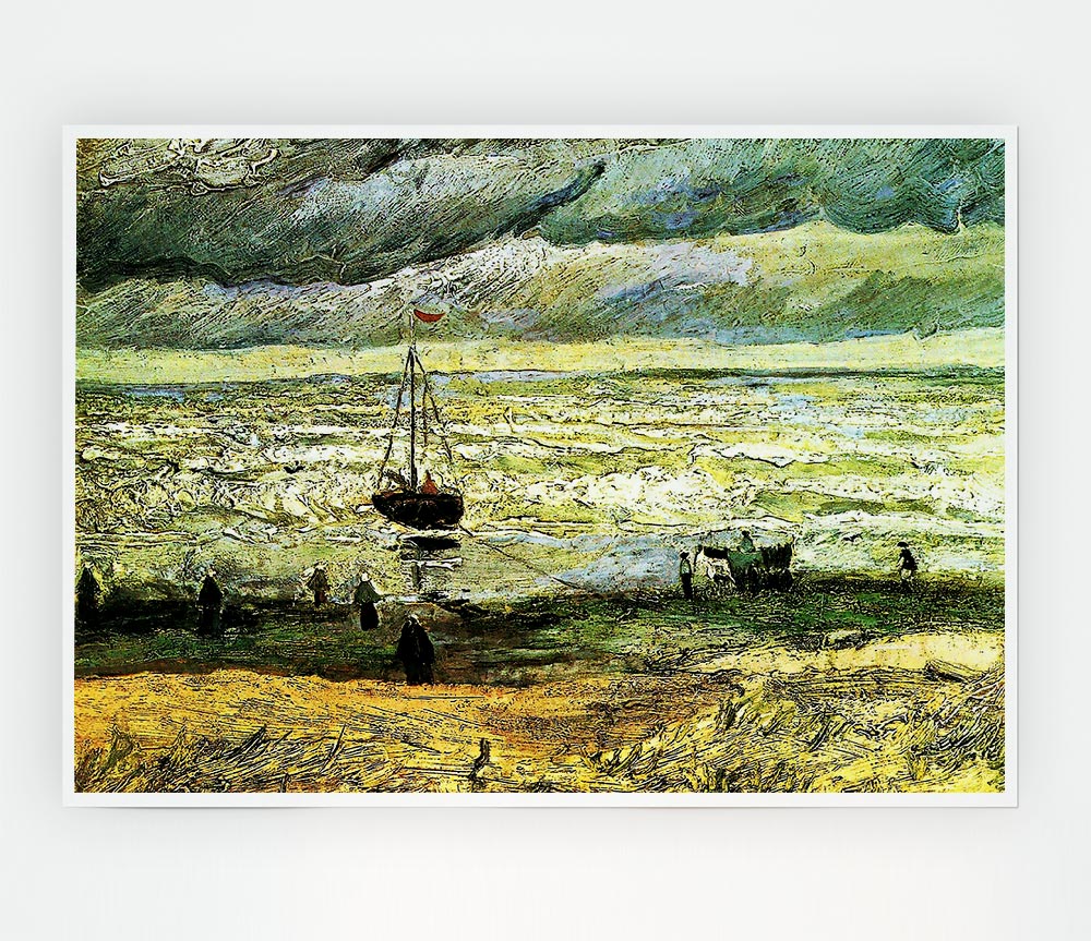 Van Gogh Scheveningen Beach In Stormy Weather Print Poster Wall Art