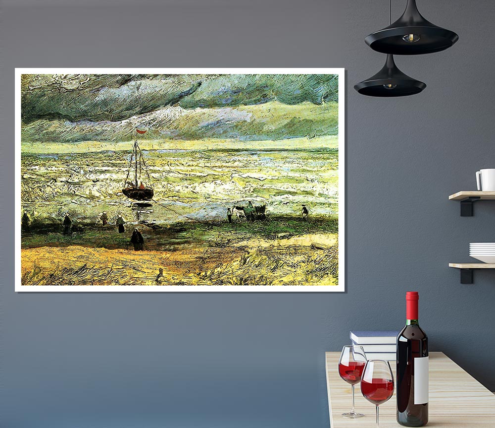 Van Gogh Scheveningen Beach In Stormy Weather Print Poster Wall Art