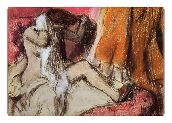 Seated Female Nude On A Chaise Lounge By Degas