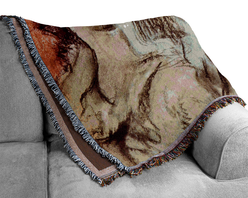 Degas Seated Female Nude On A Chaise Lounge Woven Blanket