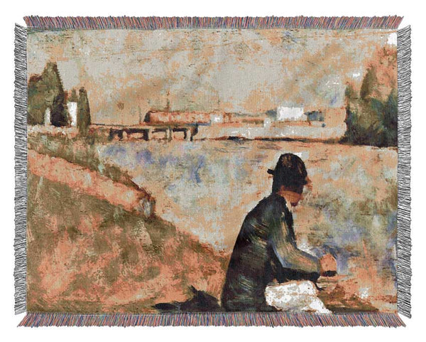 Seurat Seated Man Woven Blanket