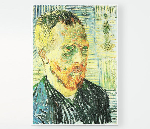 Van Gogh Self Portrait With Background Of Japanese Woodblock Print Poster Wall Art