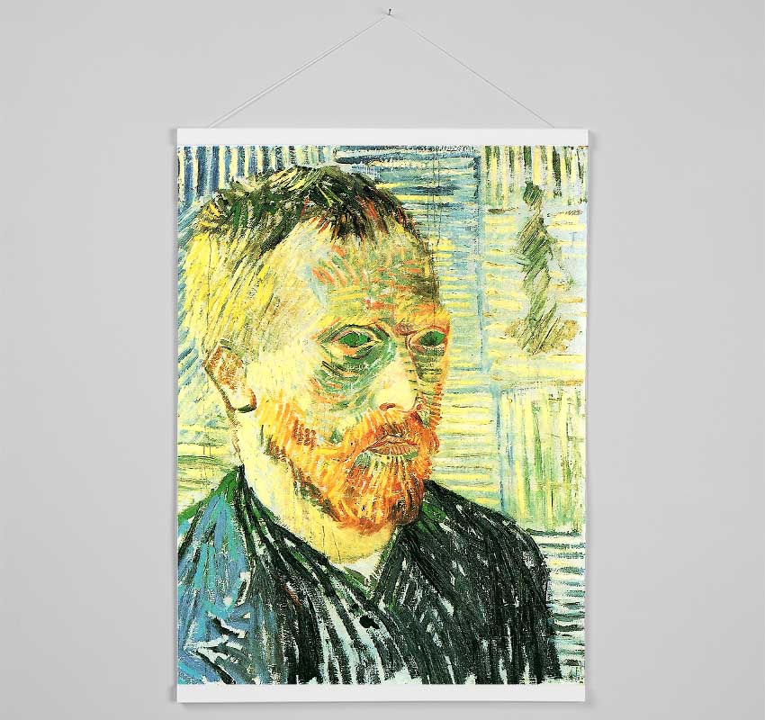 Van Gogh Self Portrait With Background Of Japanese Woodblock Hanging Poster - Wallart-Direct UK