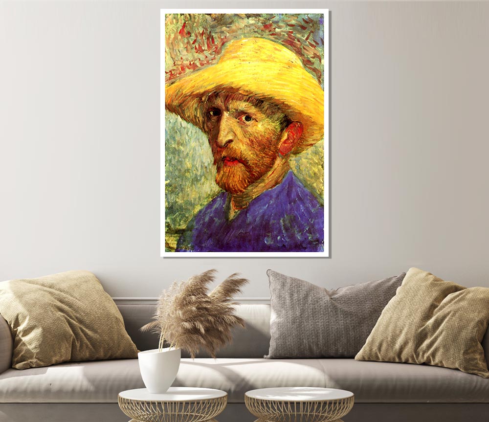 Van Gogh Self Portrait With Straw Hat 3 Print Poster Wall Art