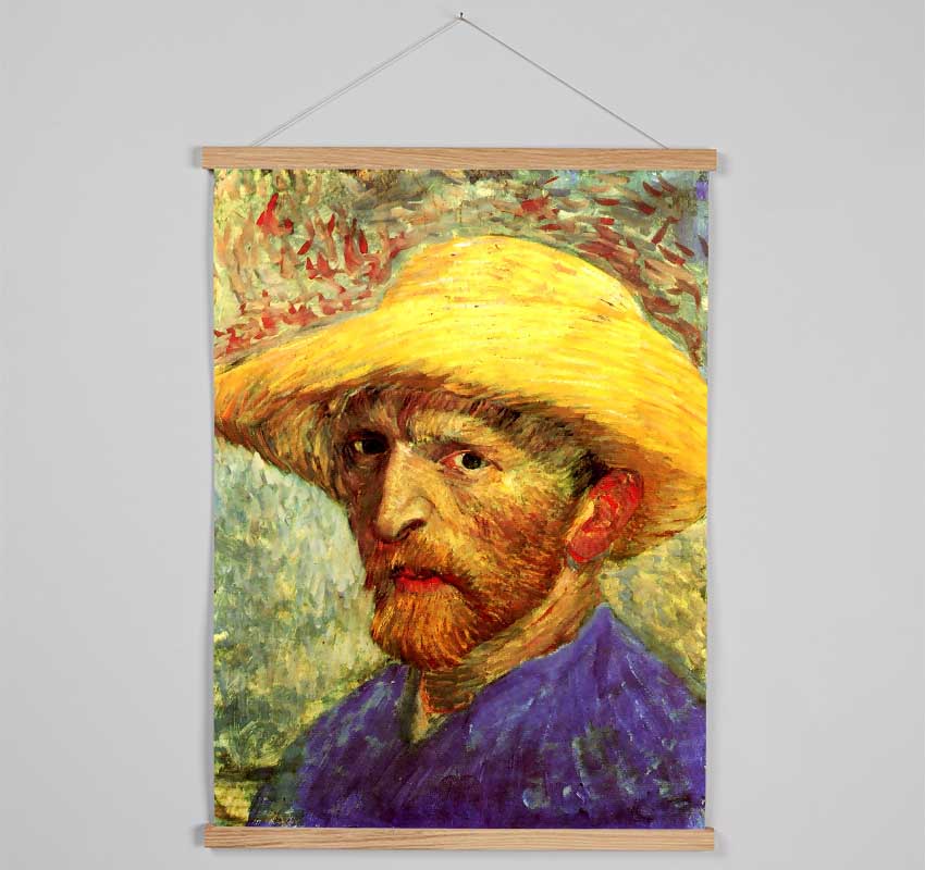 Van Gogh Self Portrait With Straw Hat 3 Hanging Poster - Wallart-Direct UK