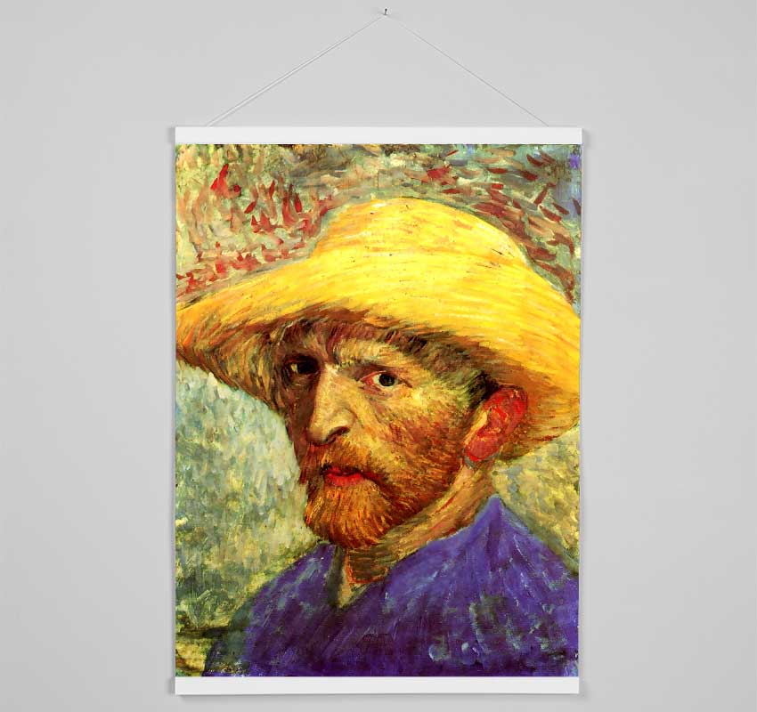 Van Gogh Self Portrait With Straw Hat 3 Hanging Poster - Wallart-Direct UK