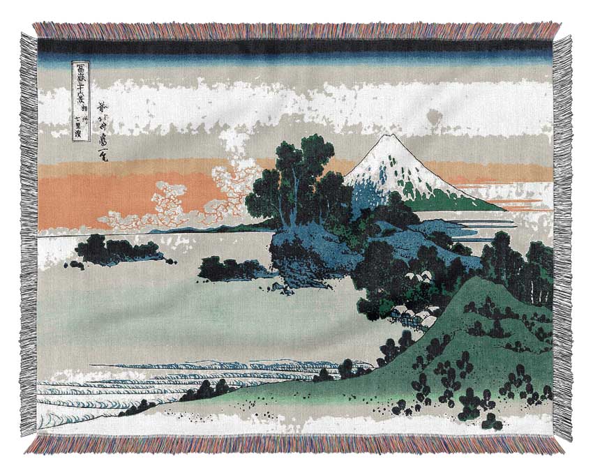 Hokusai Shichiri Beach In Sagami Province Woven Blanket