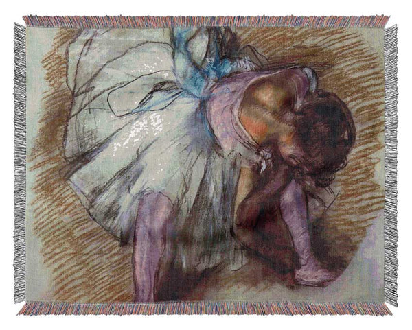 Degas Sitting Dancer Lacing Her Slipper Woven Blanket